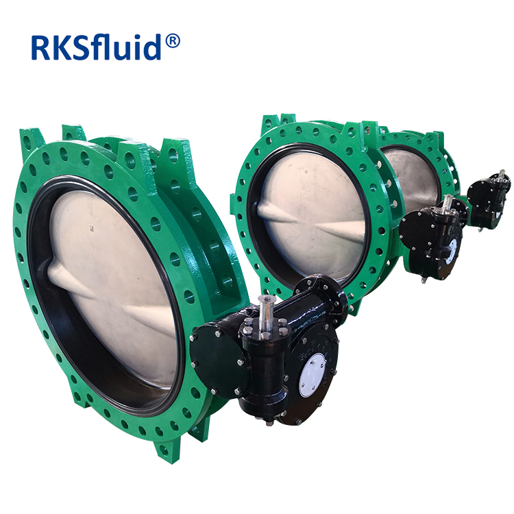 U section between wafer type double flange butterfly valve