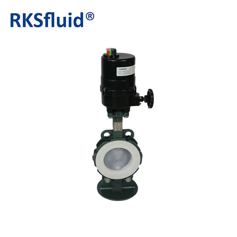 PFA Electric Actuator Butterfly Valve مع مقعد PTFE