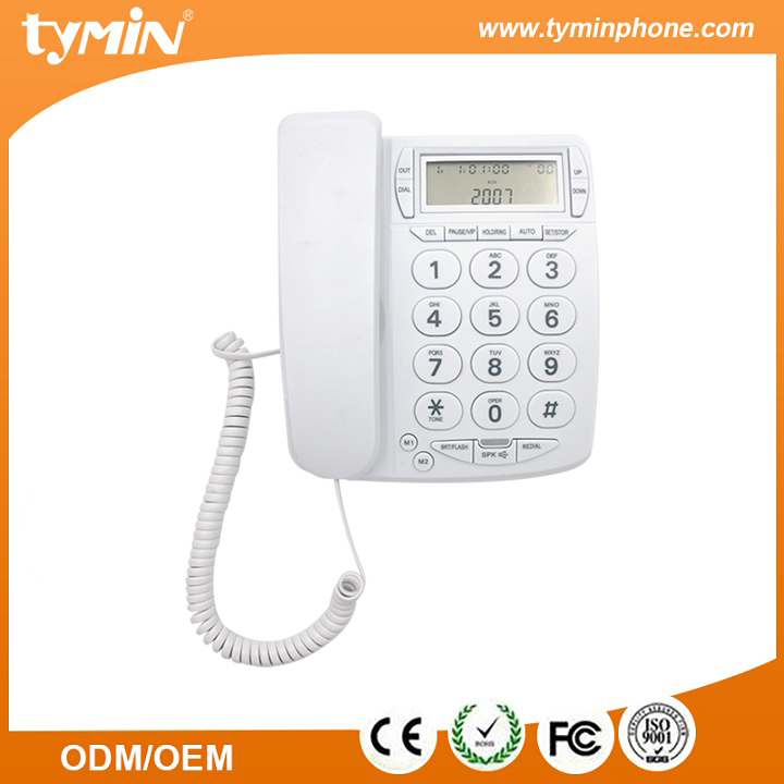 Grundwandmontierbares Festnetztelefon mit großen Tasten und Rufnummernanzeige (TM-PA036)