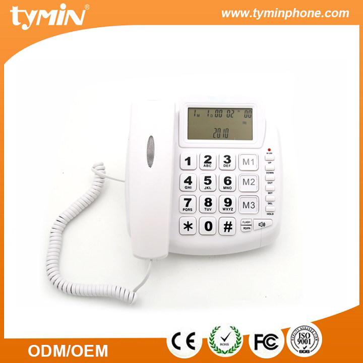 Teléfono de botón jumbo de alta calidad con retroiluminación azul y pantalla de identificación de llamada (TM-PA008)