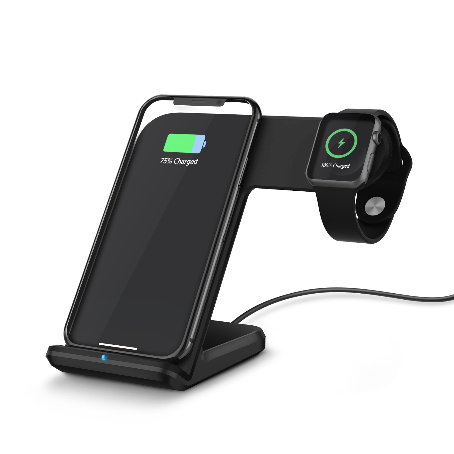 Good Design 2 in 1 Fast Wireless Charging Stand with Magnetic iWatch Charging and Mobile Phone Wireless Charger for iPhone 11 Pro/XS Max/XR/X and Other Qi-Compatible Device (MH-Q420)