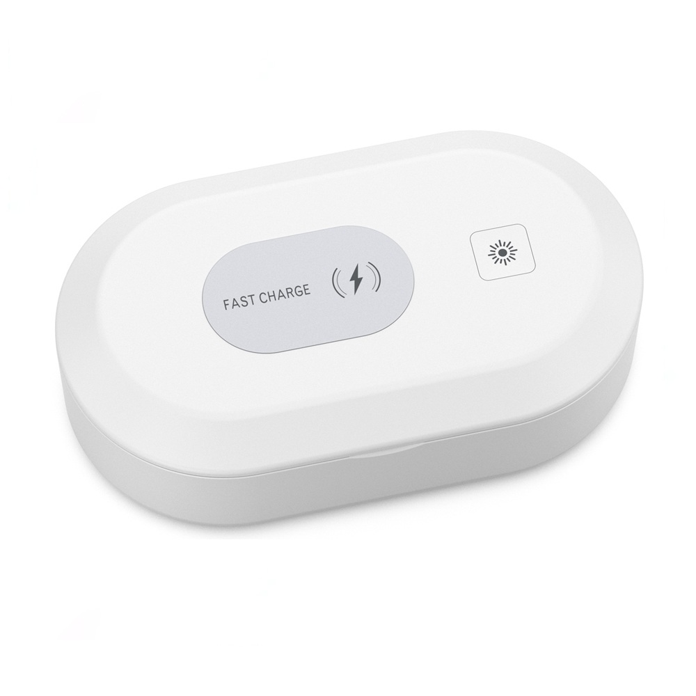 Multifunción Cargador inalámbrico rápido Teléfono móvil Desinfectante UV y lámpara UVC portátil Desinfector de aromaterapia con ozono Caja para reloj iPhone (MH-D71)