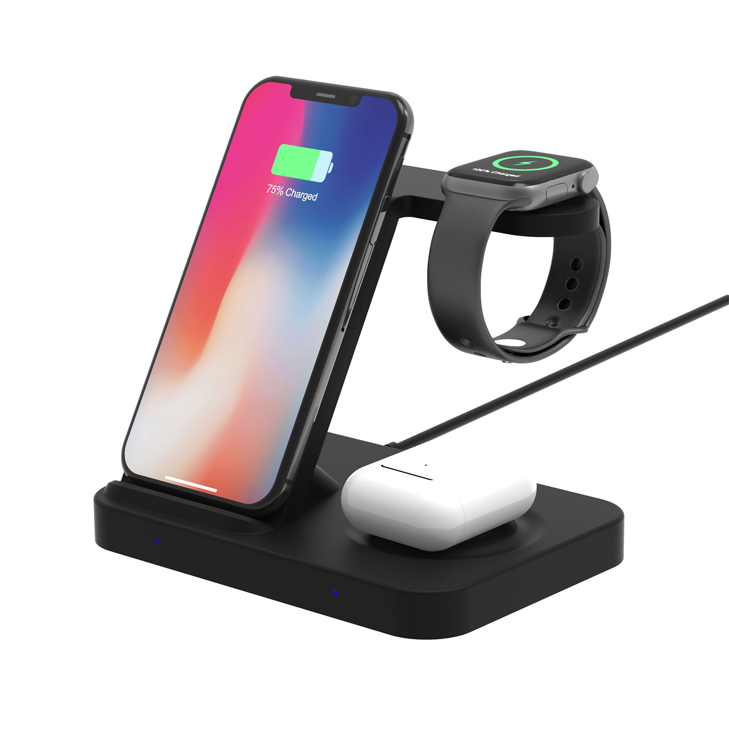 Private Mould 3 in 1 Fast Wireless Charging Stand for iPhone 11 Pro / XS Max و AirPods Pro / 2 و iWatch Series 5/4/3/2/1 و Galaxy Watch و Galaxy Buds (MH-Q475B)