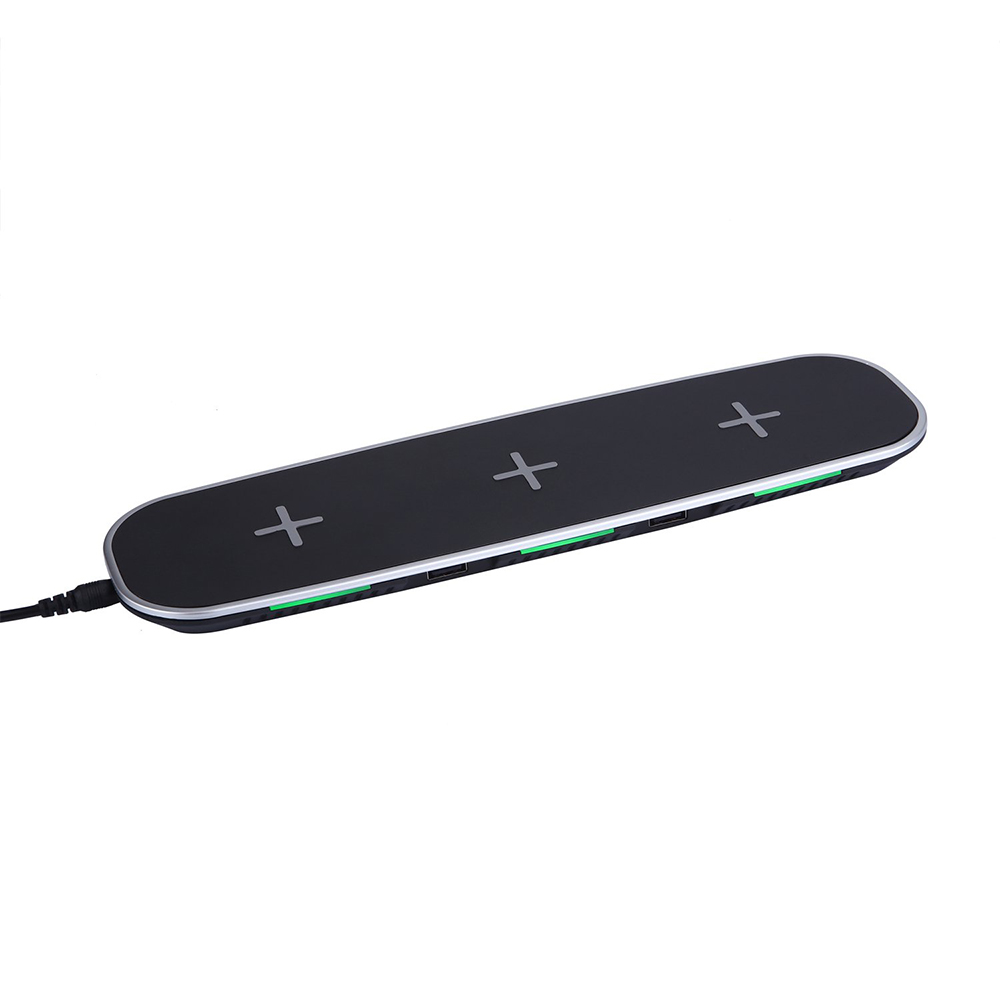 Qi Triple Wireless Charger Pad για όλα τα κινητά τηλέφωνα με δυνατότητα Qi με δύο θύρες φόρτισης USB για ταυτόχρονη φόρτιση πέντε συσκευών (MH-Q100)