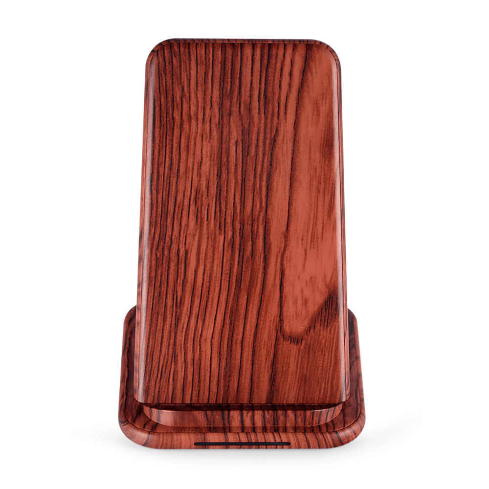 Shenzhen Lowest Price Deep Wood Grain Design Fast Wireless Charger Stand for iPhone Xs Max and Samsung Galaxy S10 Plus (MH-V22D)