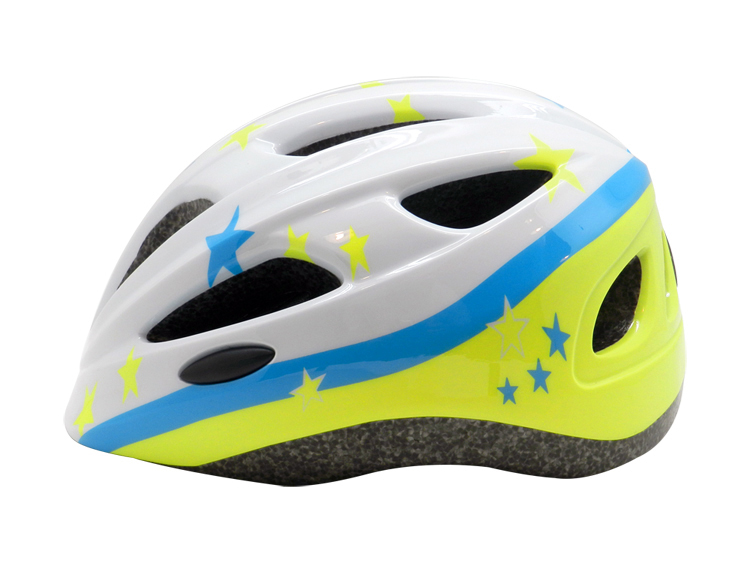 White With Blue Color Star Pattern Children Bike Helmet AU-C06