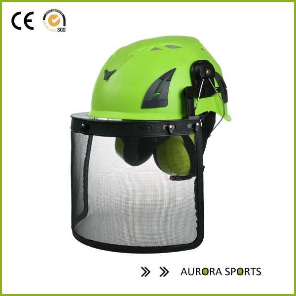 Work at height tree climbing workers safety helmet AU-M02 with iron mesh