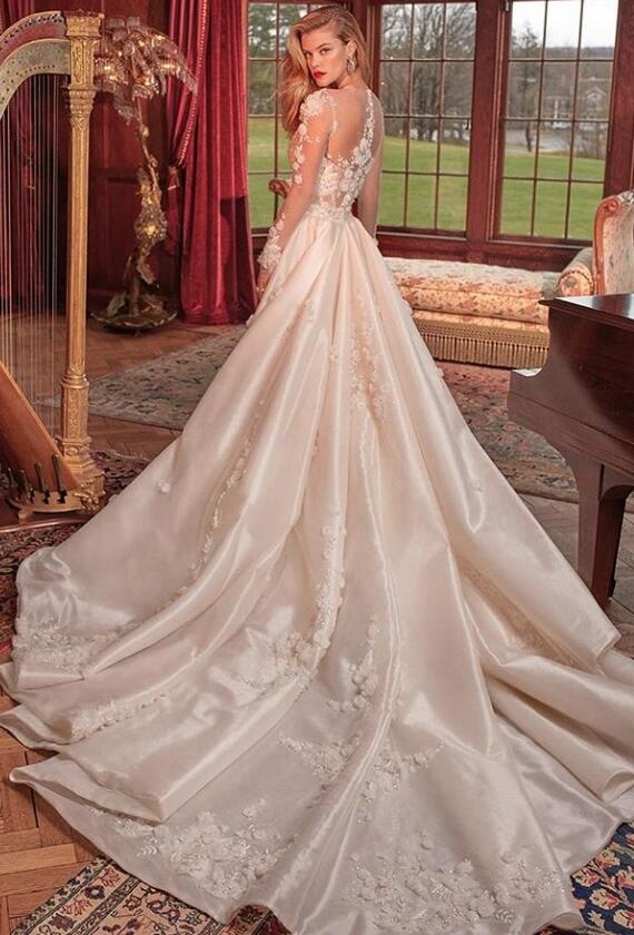 2019 nuevo diseño vestido de novia extraíble falda de organza Maxi vestido de novia