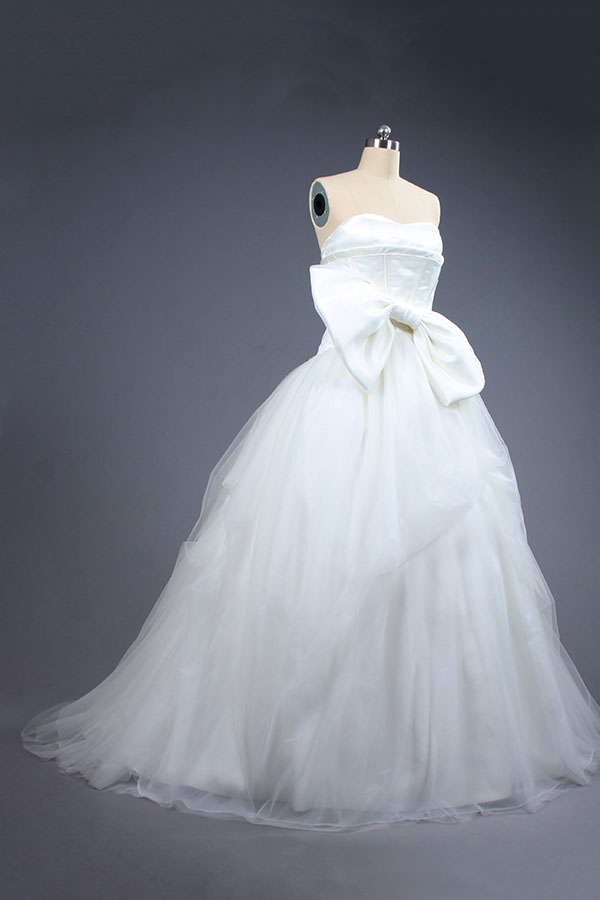 Ball gown wedding party dress sweetheart tulle wedding dress with bowknot