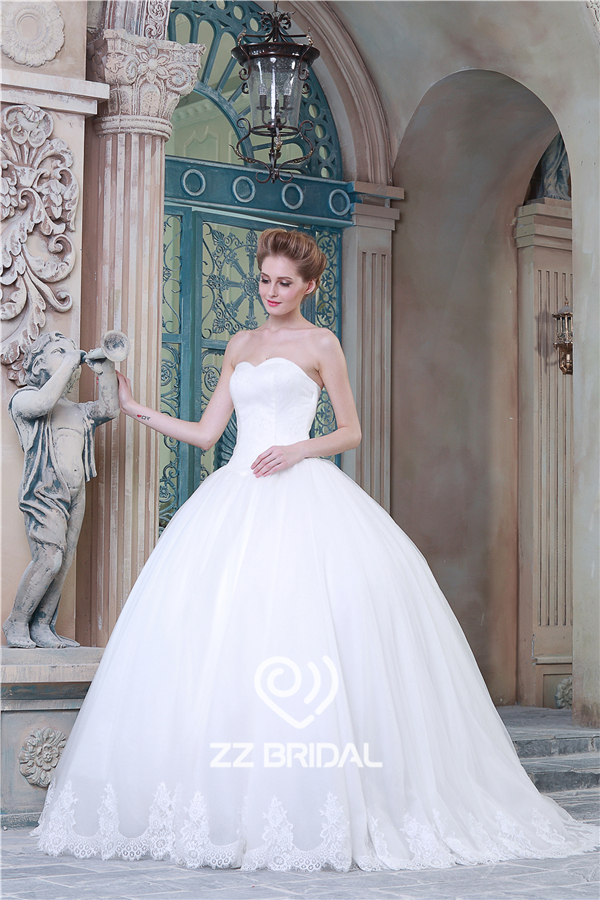 Moda miękkie koronki kochanie dekolt sukni ślubnej księżniczka appliqued fabryki