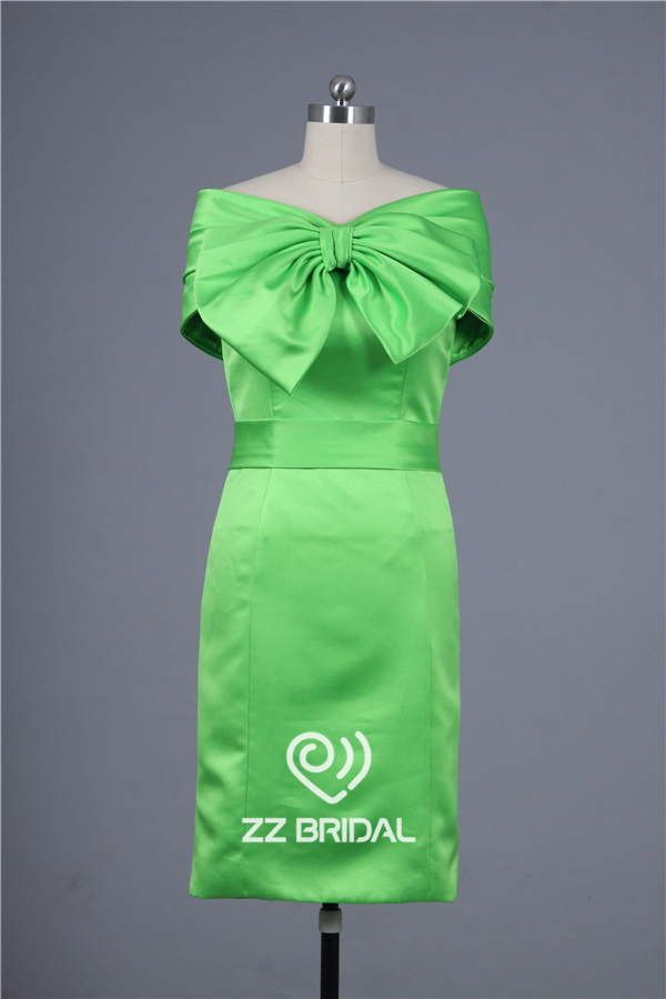 Piękny zielony Długość osłony kolan sukienka wieczór z dostawcą bowknot