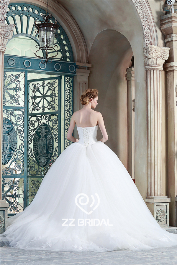 Сделано в Китае возлюбленной декольте кружевом аппликация кружевом бальное платье принцессы свадебное платье