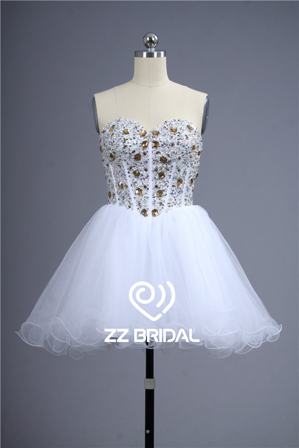 Mini skirt full bodice beaded diamonds lace-up cute girl dress China
