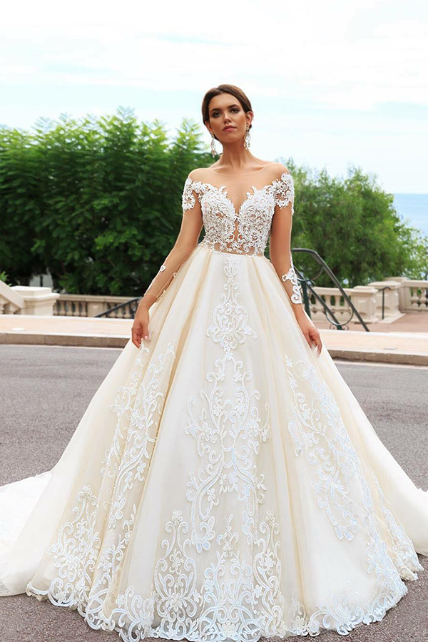 OEM длинный хвост свадебные платья свадебное платье роскошный vestido de noiva с рукавом