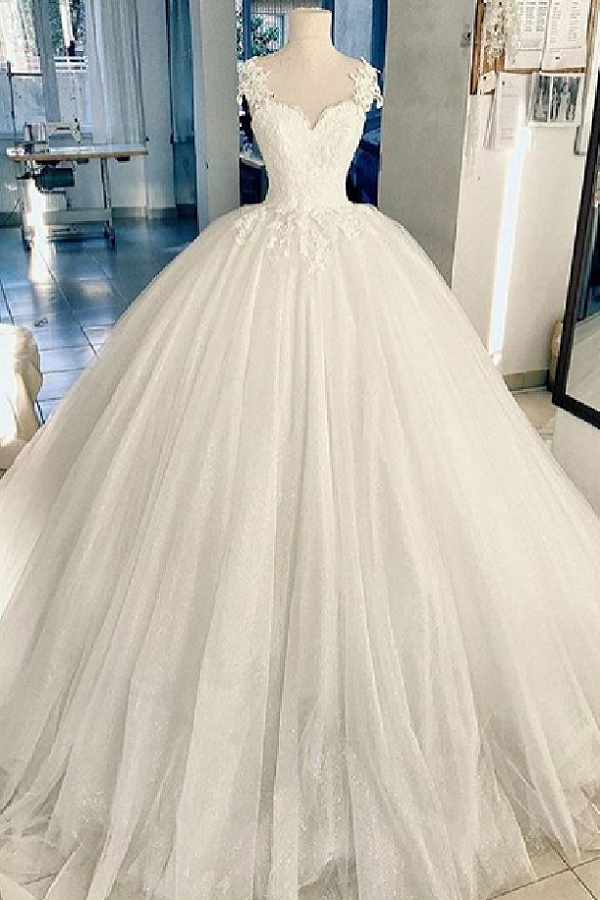 Schatz Hals 3D Blumen Ballkleid Elegantes Hochzeitskleid Benutzerdefinierte Tüll Elfenbein Braut Verwenden OEM Service Hochzeit Brautkleid