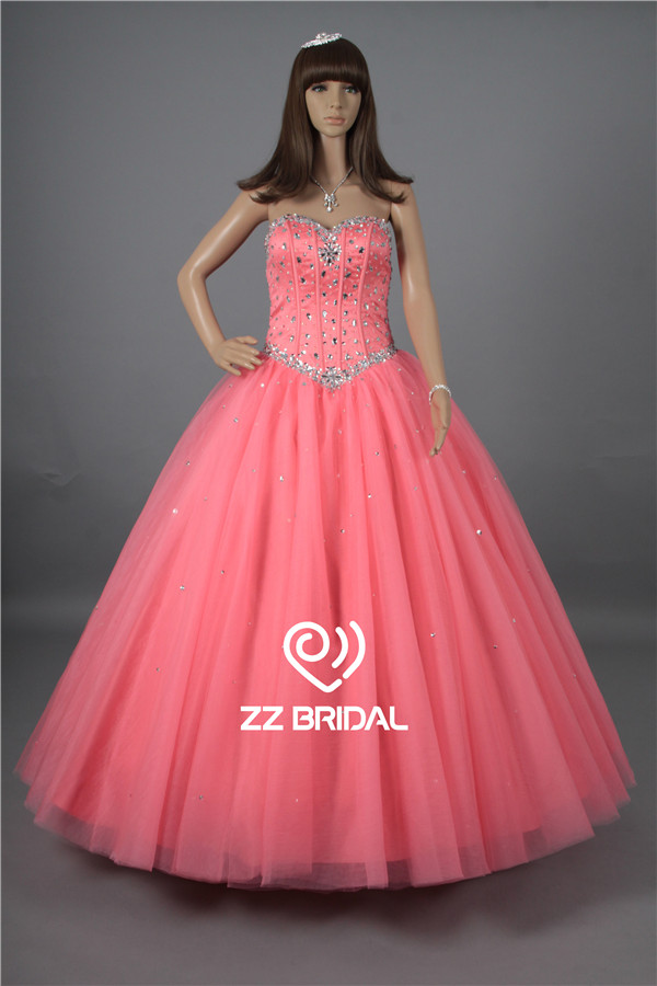 Top quality beaded sweetheart neckline ball gown quinceanera dress supplier