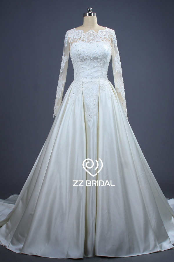 ZZ Свадебные 2017 V-задняя Кружевная аппликуед-линия свадебное платье