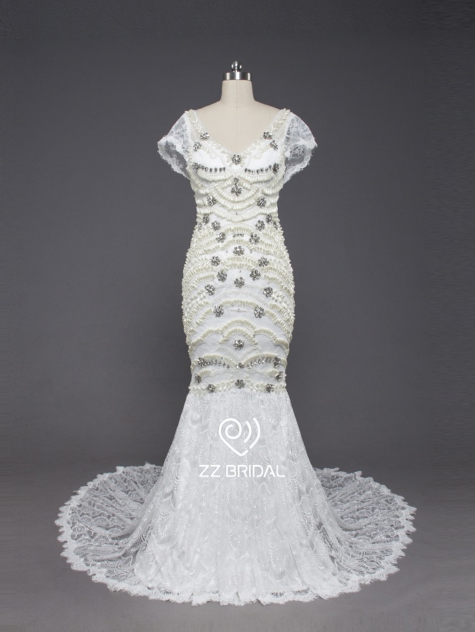 ZZ свадебное платье 2017 V-шейная крышка