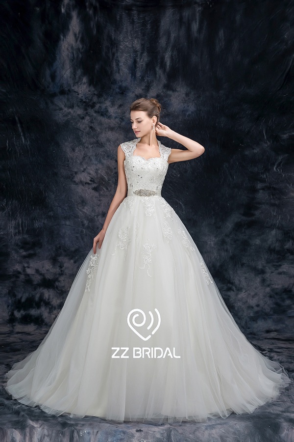 ZZ свадебное платье 2017 с помощью лямки, аппликуед в виде свадебного платья