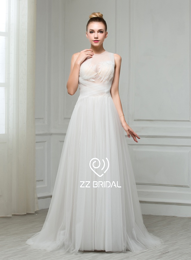 ZZ Bridal 2017 Sleeveless tightd Flügel A-Line Wedding Dress