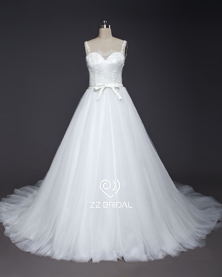 ZZ Bridal 2017 Spaghetti Strap Lace Applikationen A-Line Wedding Dress