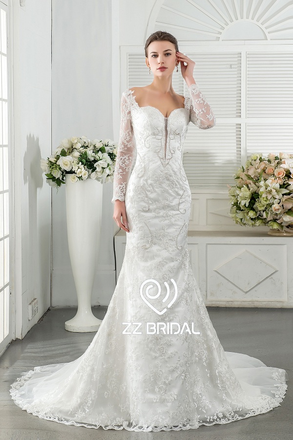 ZZ Bridal 2017 süsse Ausschnitt Lace Applikationen Mermaid Wedding Dress