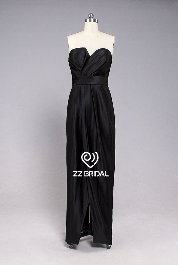 ZZ bridal 2017 sweetheart neckline ruffled black long evening dress