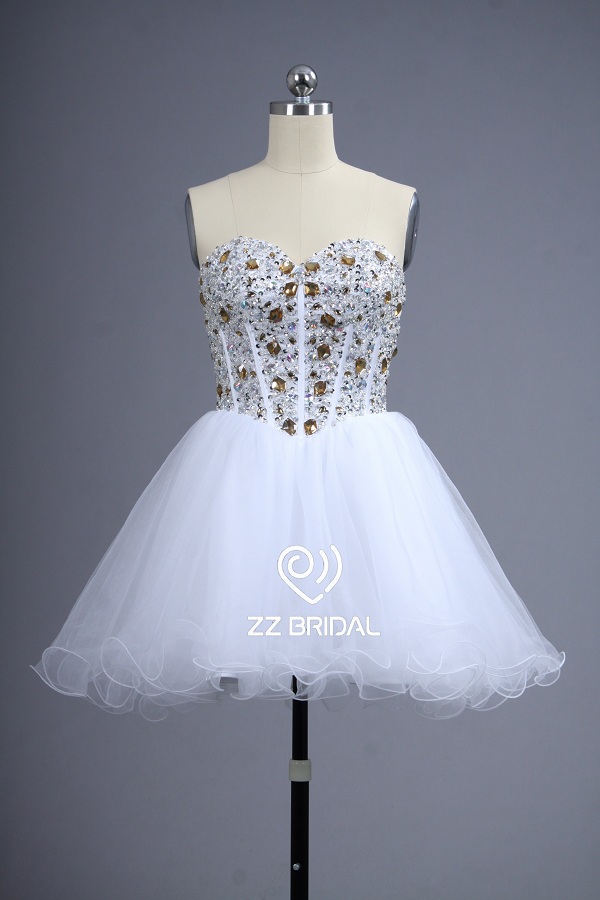 ZZ bridal 2017 sweetheart neckline strapless beaded short evening dress
