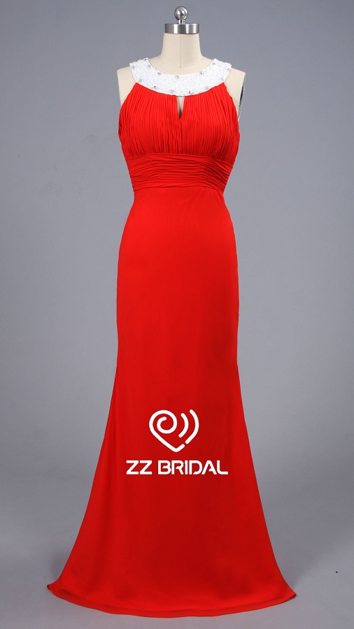 ZZ Bridal Halter Beaded Chiffon Mermaid lange Evening Dress