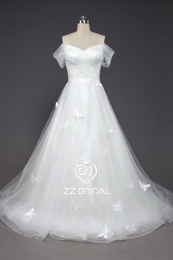 ZZ Sweetheart nuziale Lace-up Increspato a-line abito da sposa