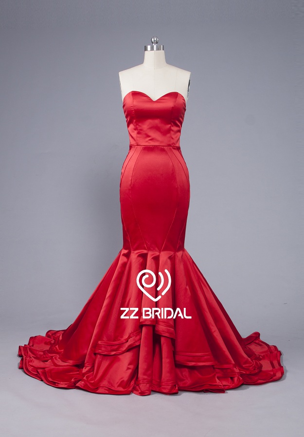 ZZ Bridal Sweetheart encolure rouge manches longues robe de soirée sirène