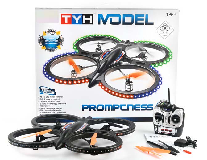 2.4G 6CH RC Propel Quadcopter met 6-assige gyro + 2.0MP HD Camera & Light SD00326685