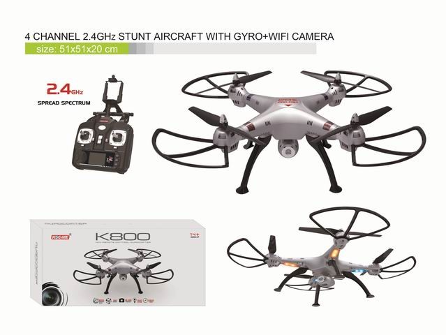 2.4GHz 4CH RC Stunt Quadcopter Aeronaves Con GYRO + 480P cámara + Wifi imagen Transmisión + teléfono móvil controlado SD00328149