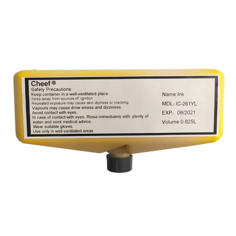 Inchiostro di codifica a rapida asciugatura IC-261YL inchiostro giallo per stampa Domino