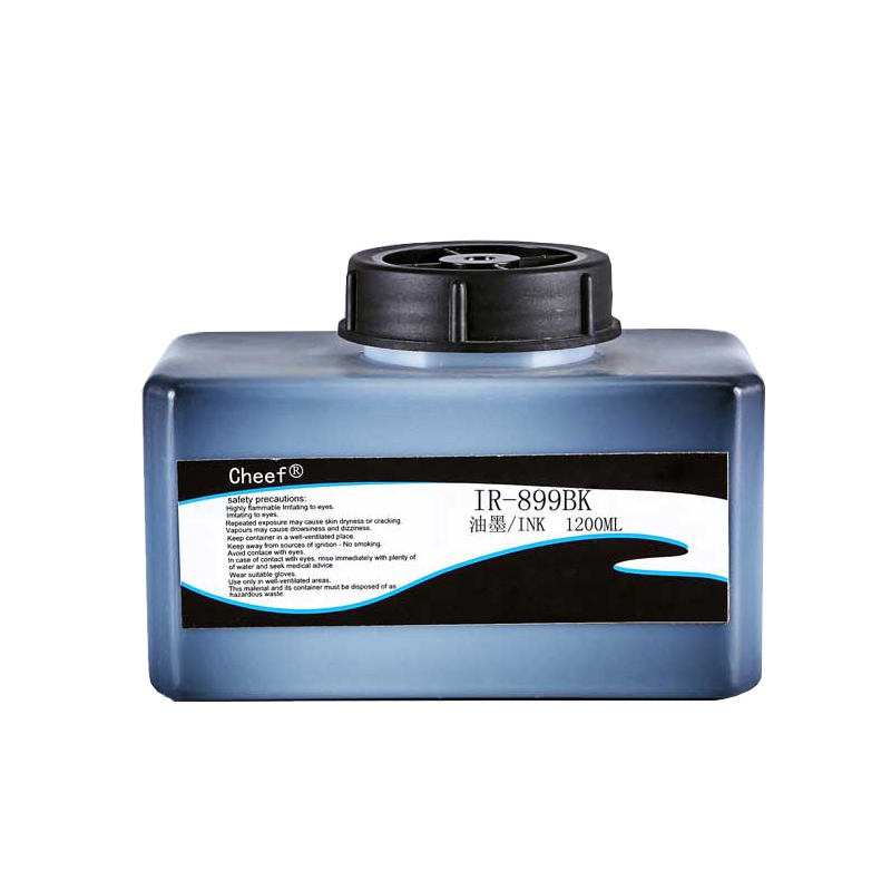 Schneller Trockendruck von schwarzer Tinte IR-899BK auf PE PP usw. für Domino-Tintenstrahldrucker