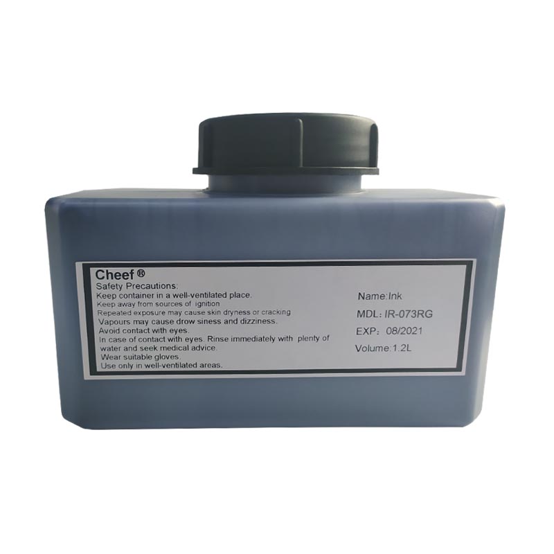 Tinta de impresión de secado rápido IR-073RG Fluorescencia azul bajo luz UV para Domino