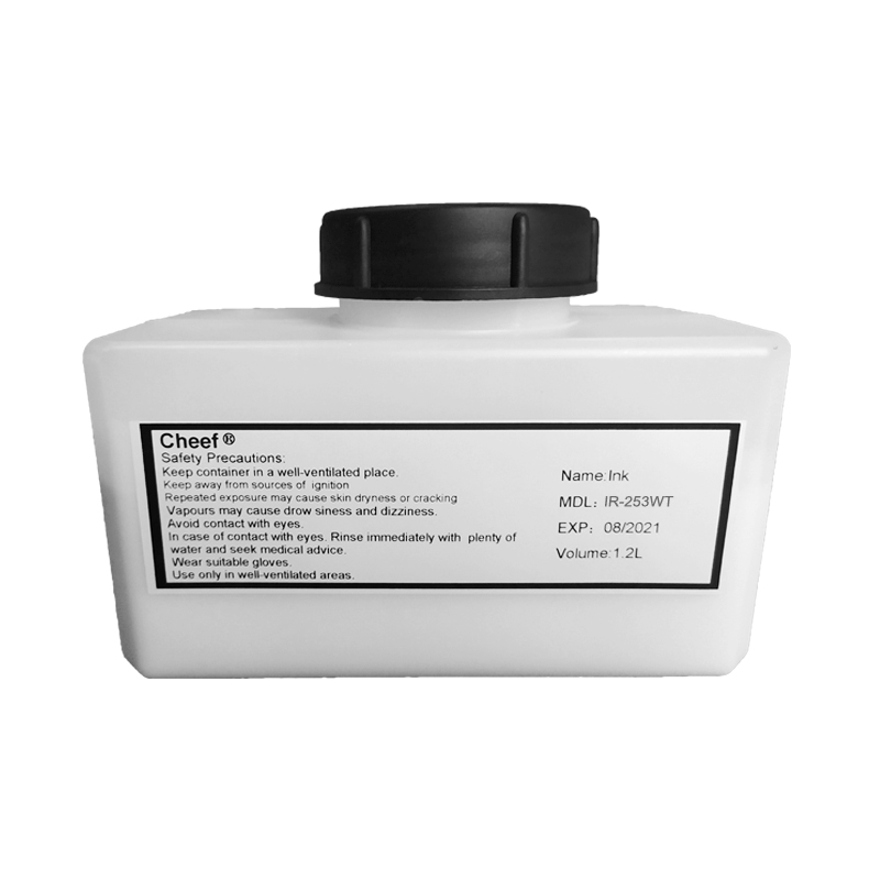 Tintenstrahldrucker Verbrauchsmaterial schnell trocknende weiße Tinte IR-253WT Anti-Migrations-Tinte für Domino