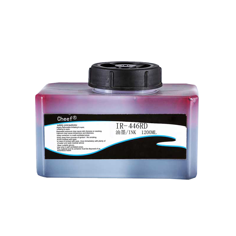 Tintenstrahldruckpigment Lebensmittelqualität Tinte IR-446RD 1.2L kann Sprühdruck Eier für Domino