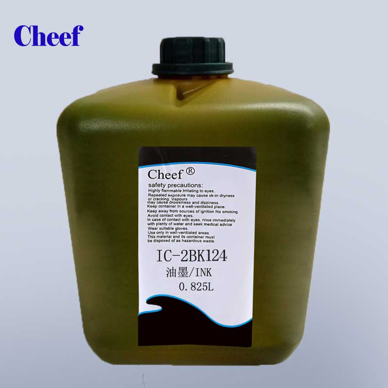 Universal preto de secagem rápida IC-2BK124 tinta resistente à umidade para dominó pequeno caráter Impressora De Codificação De Jato De Tinta