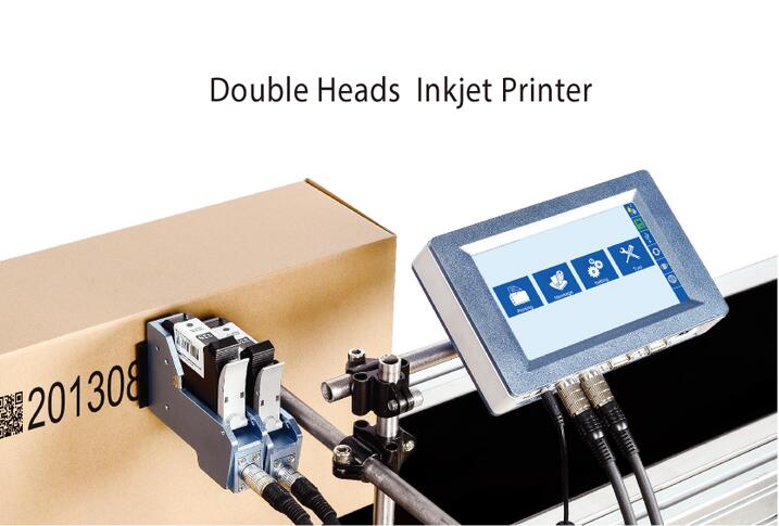 Variable two-dimensional code double head printer