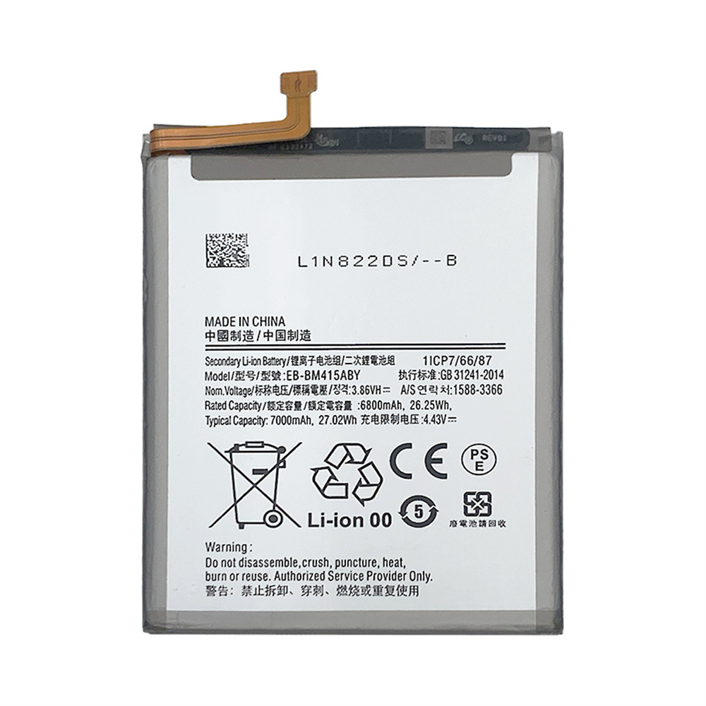 6800Mah 3.85V Eb-Bm415Aby Battery For Samsung M515 M415 M62 F62 New Mobile Phone Battery