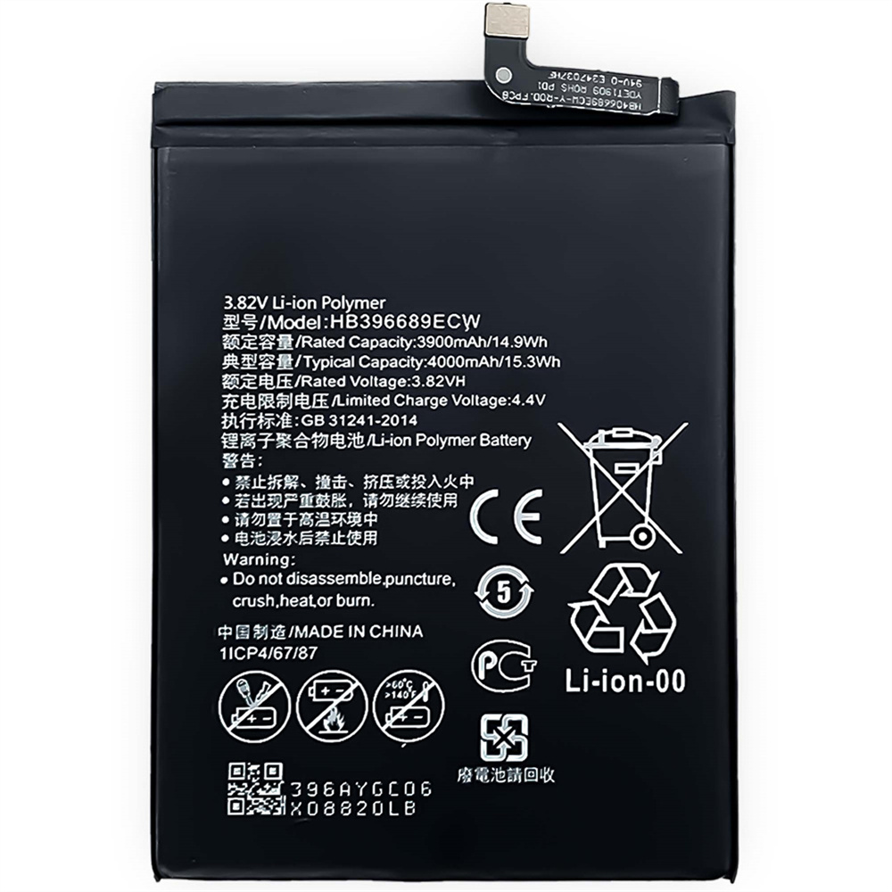 Remplacement de la batterie pour Huawei Y8S HB396689ECW Batterie de téléphone portable WHIT 3900MAH