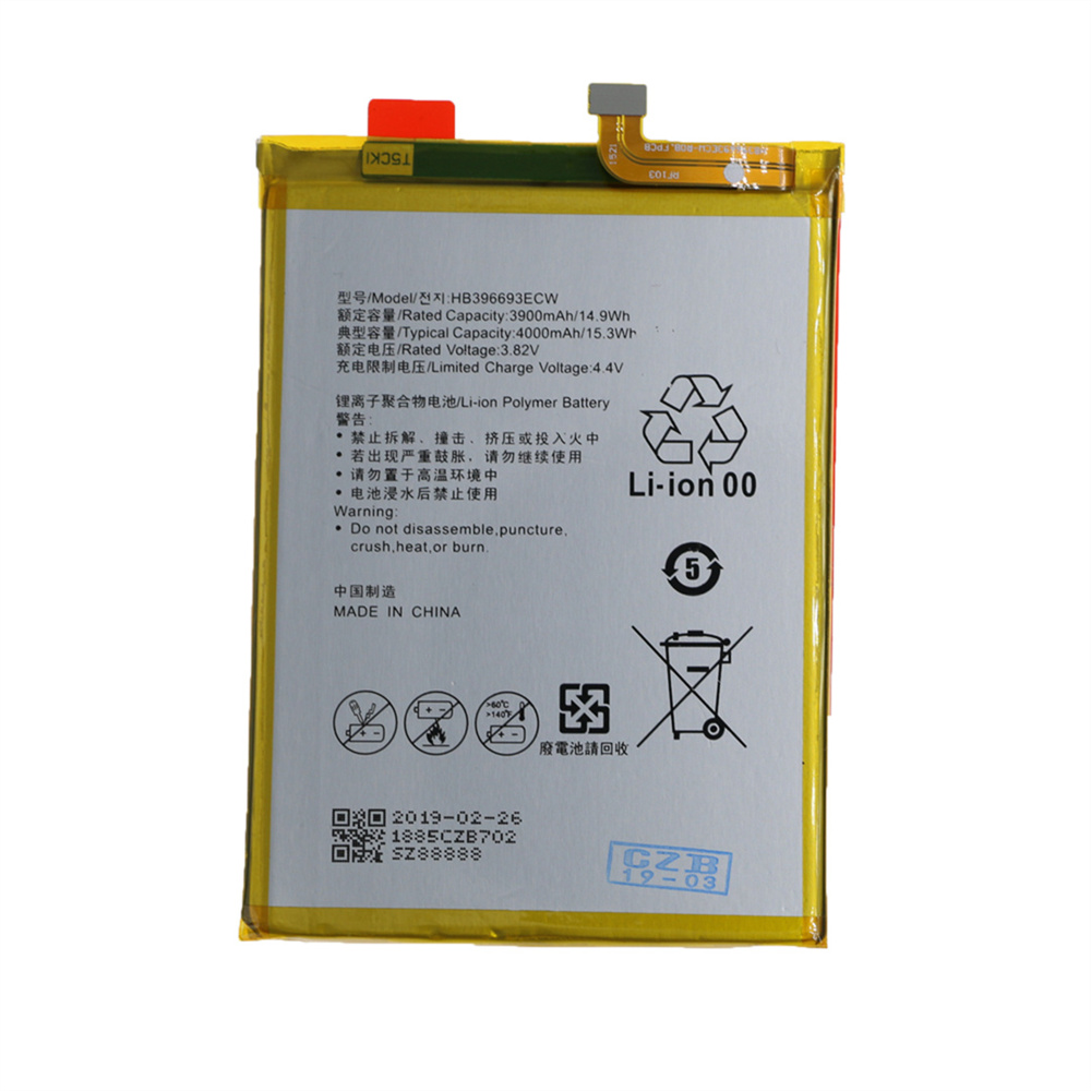 Batterie Li-Ion pour Huawei Mate 8 HB396693ECW 3.8V 4000MAh Téléphone mobile Remplacement de la batterie