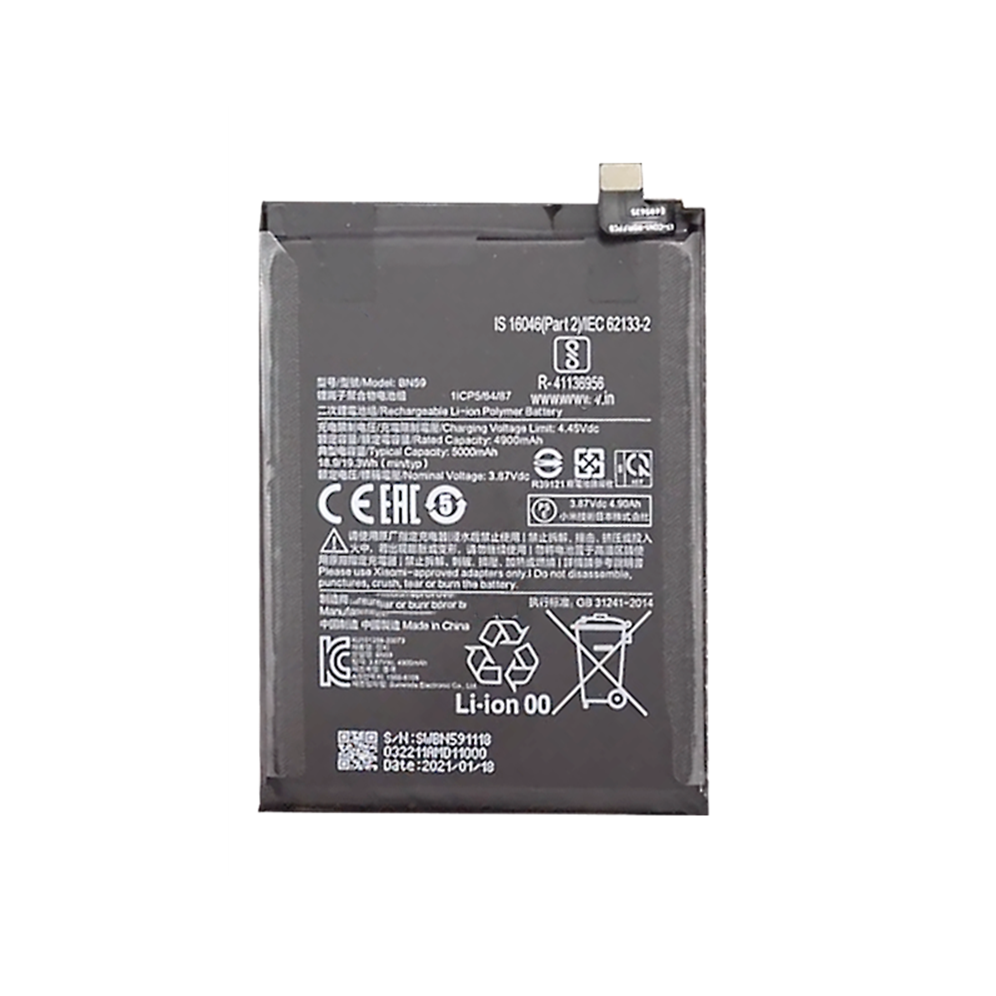 Li-Ion Battery For Xiaomi Redmi Note 10 Bn59 3.85V 5000Mah Mobile Phone Battery Replacement