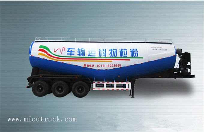 China 3 ejes polvo de material a granel de cemento transporte cisterna camión semi-remolque