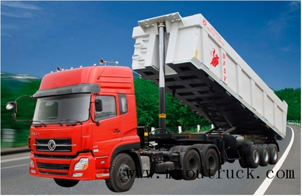 Dongfeng tatlong front axle dump semi-trailer para sa sale