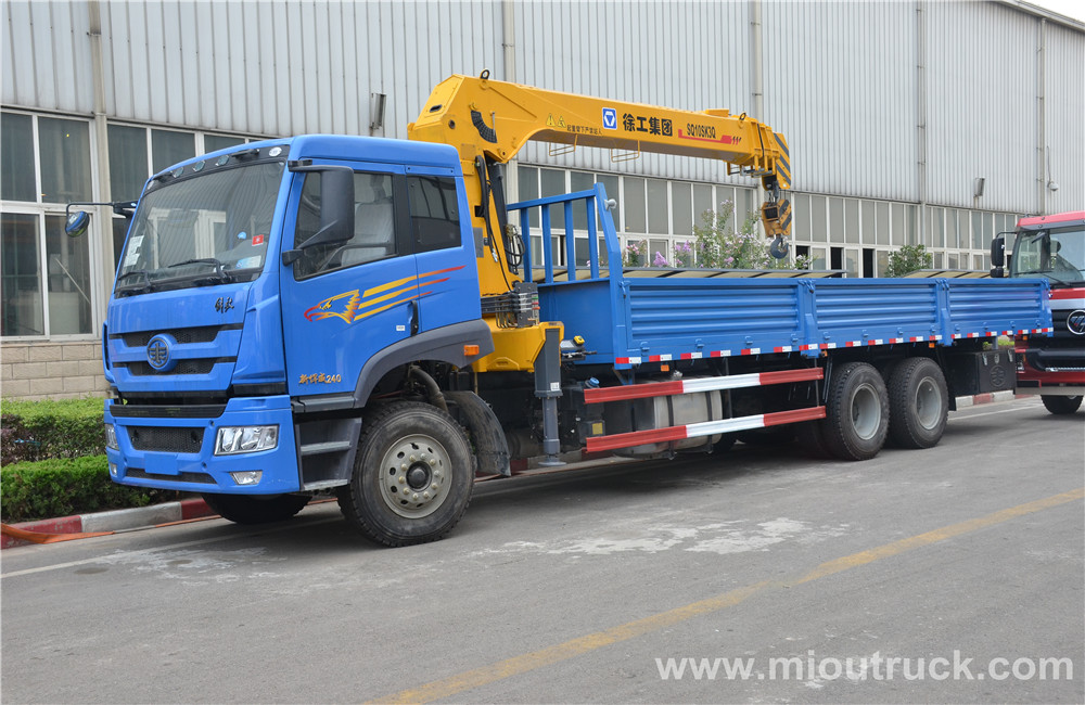 Hot  Sale   FAW  6x4  straight arm truck mounted crane china supplier with XCMG crane