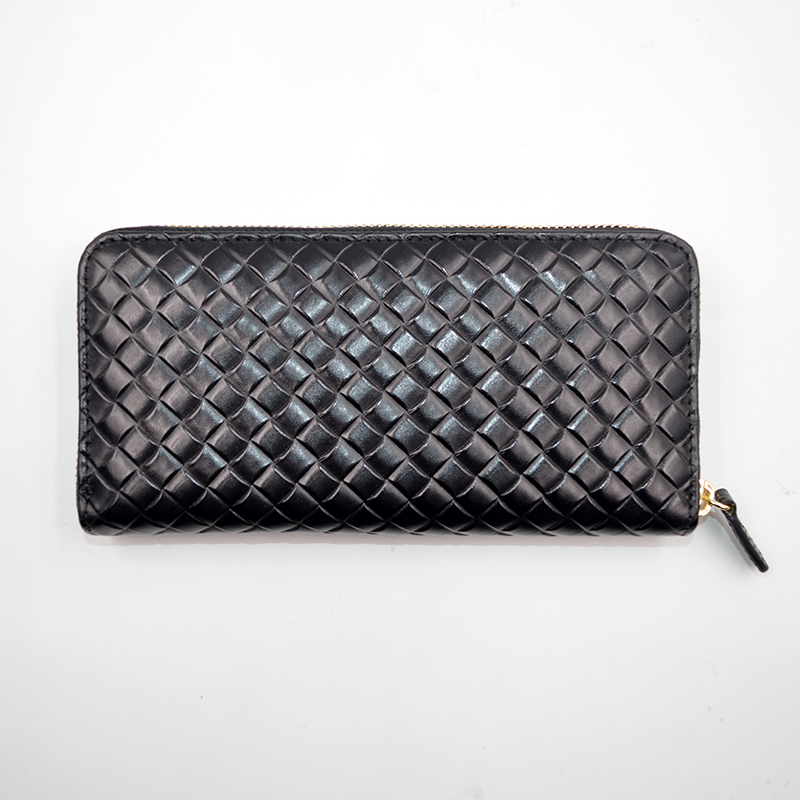 Italy quality leather wallet-Long Italy leather Purse-Italy Woven leather purse supplier