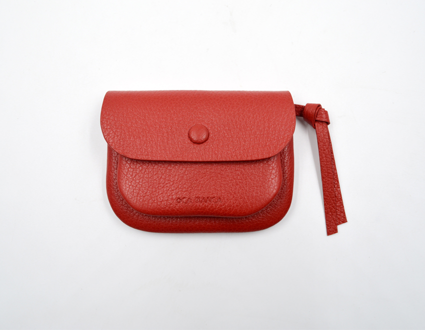 Leather Coin Purse-Red Leather Coin Pouch-Lady Leather Coin Case