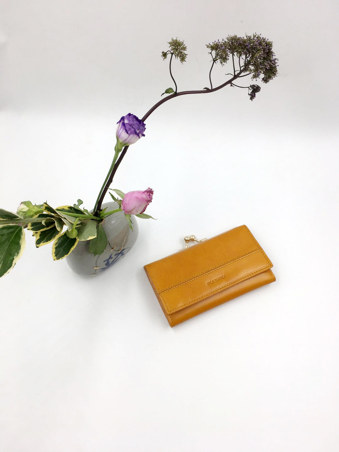 Orange leather wallet-Medium leather wallet-ladies wallet